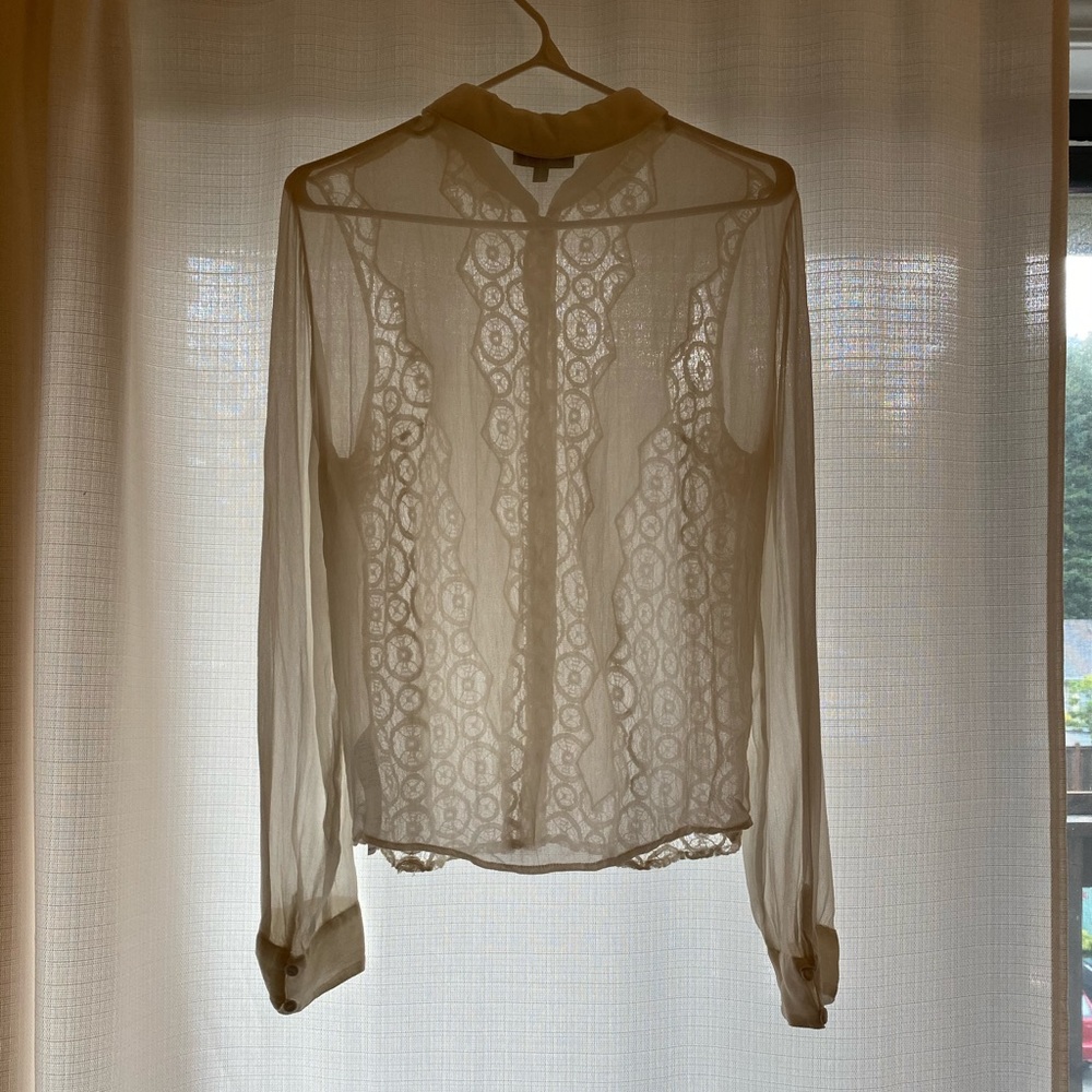 TOPSHOP Lace Front Button Up - Picture 3 of 3